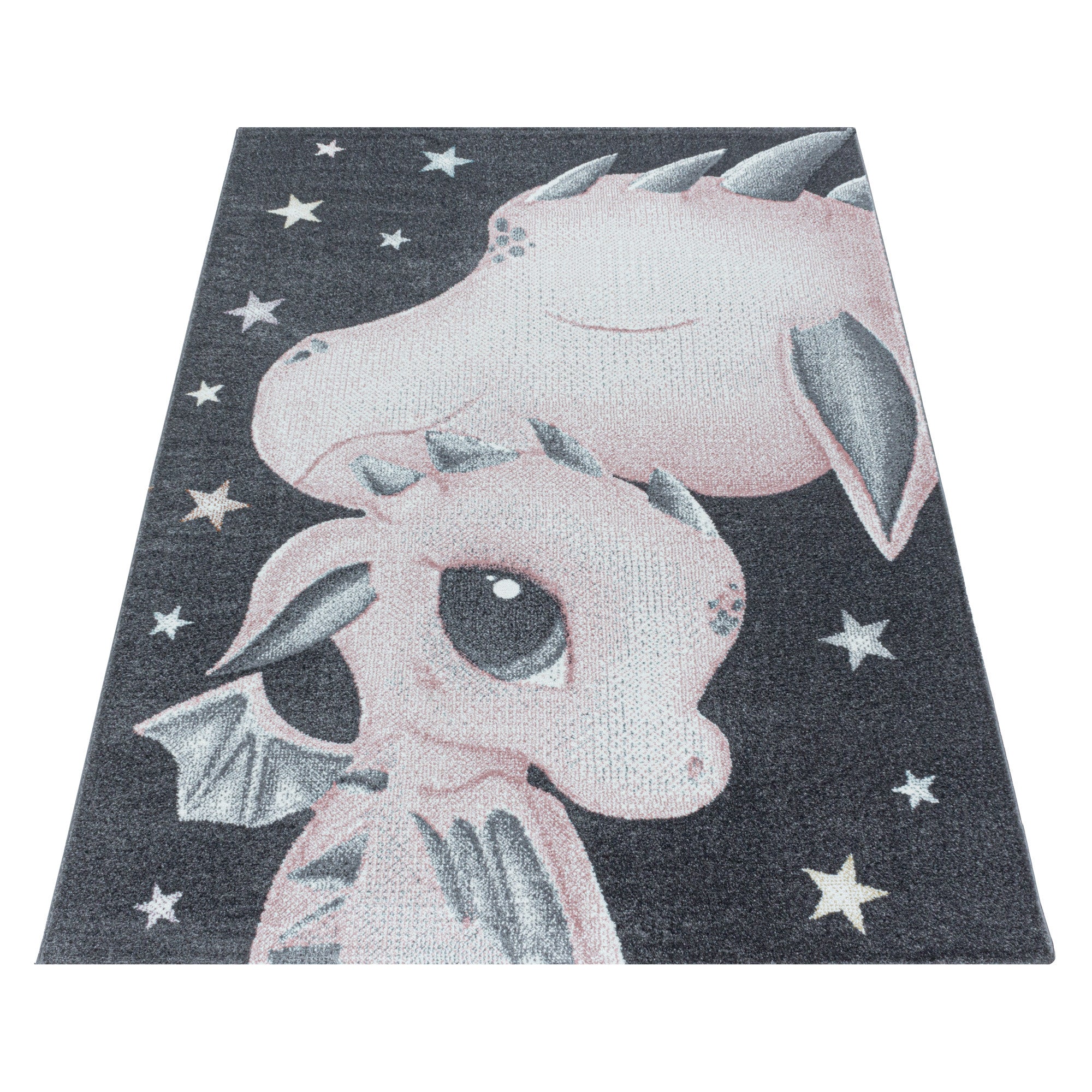 Kinder-Teppich rosa und blau Drachen Design niedlich
