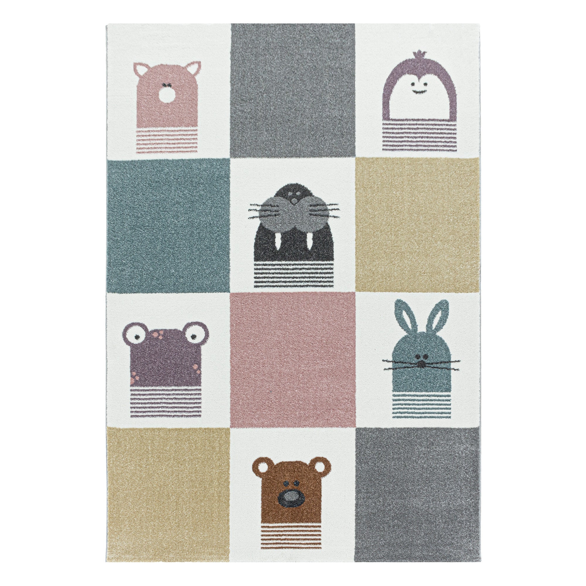 Kinder-Teppich Tiere Design bunt