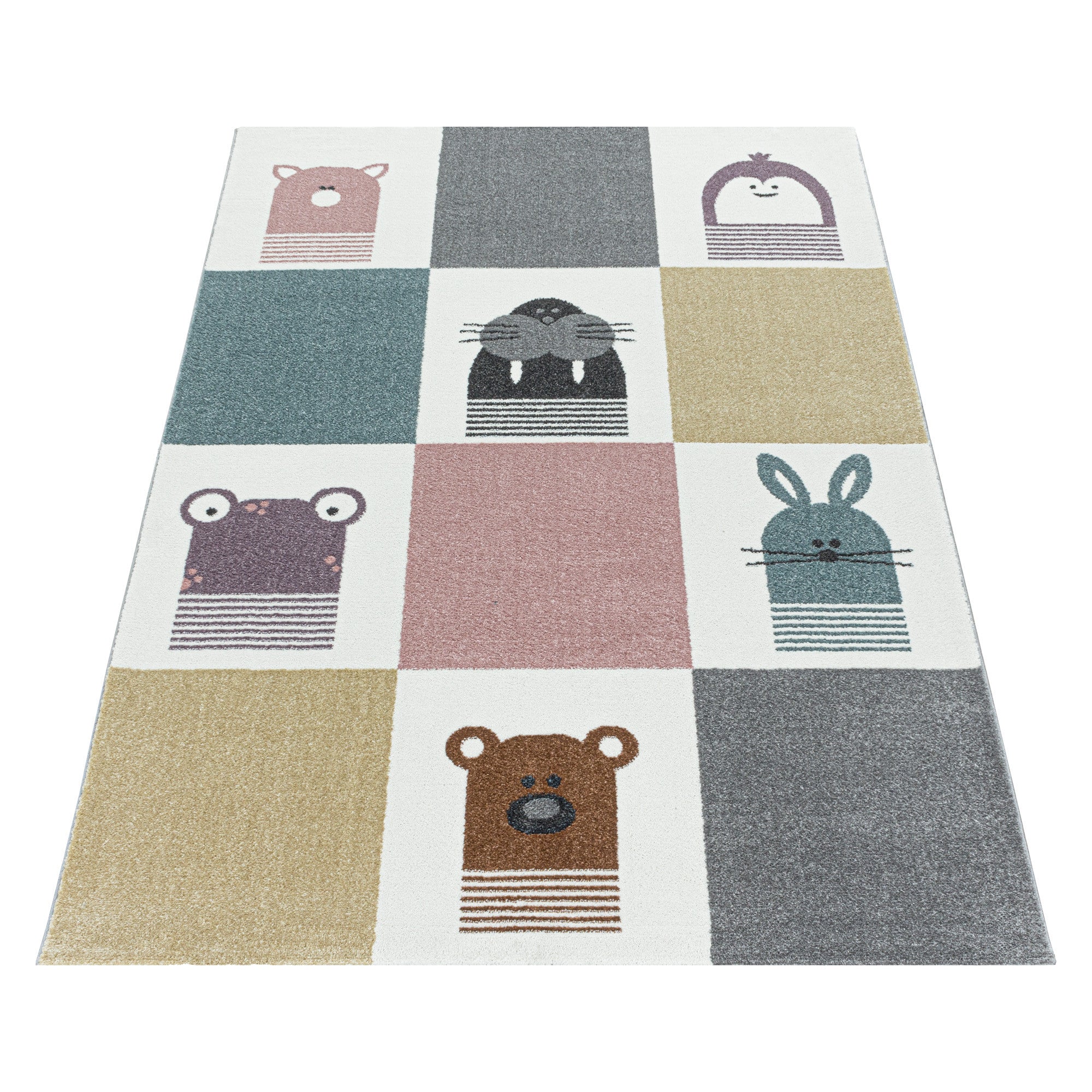 Kinder-Teppich Tiere Design bunt