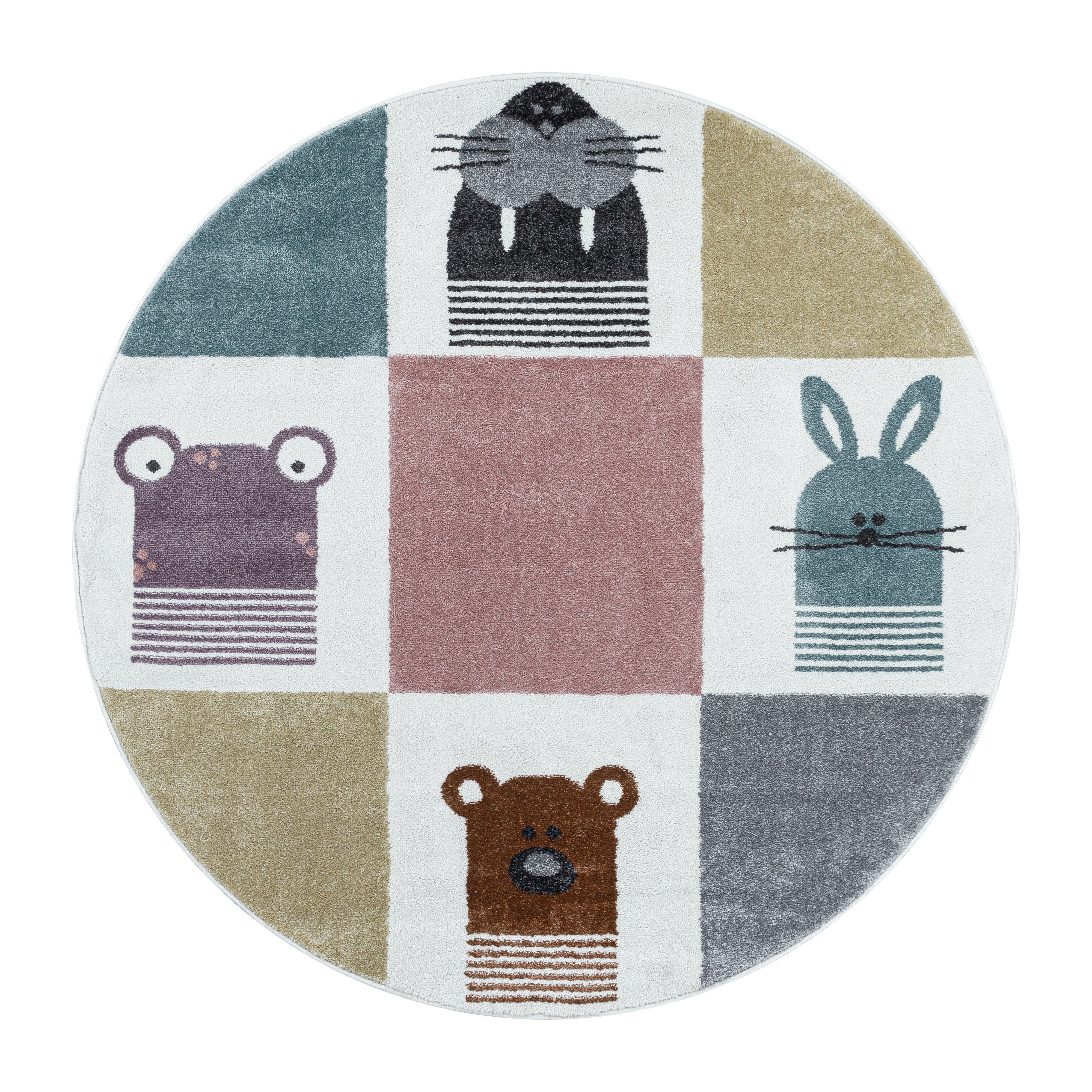 Kinder-Teppich Tiere Design bunt