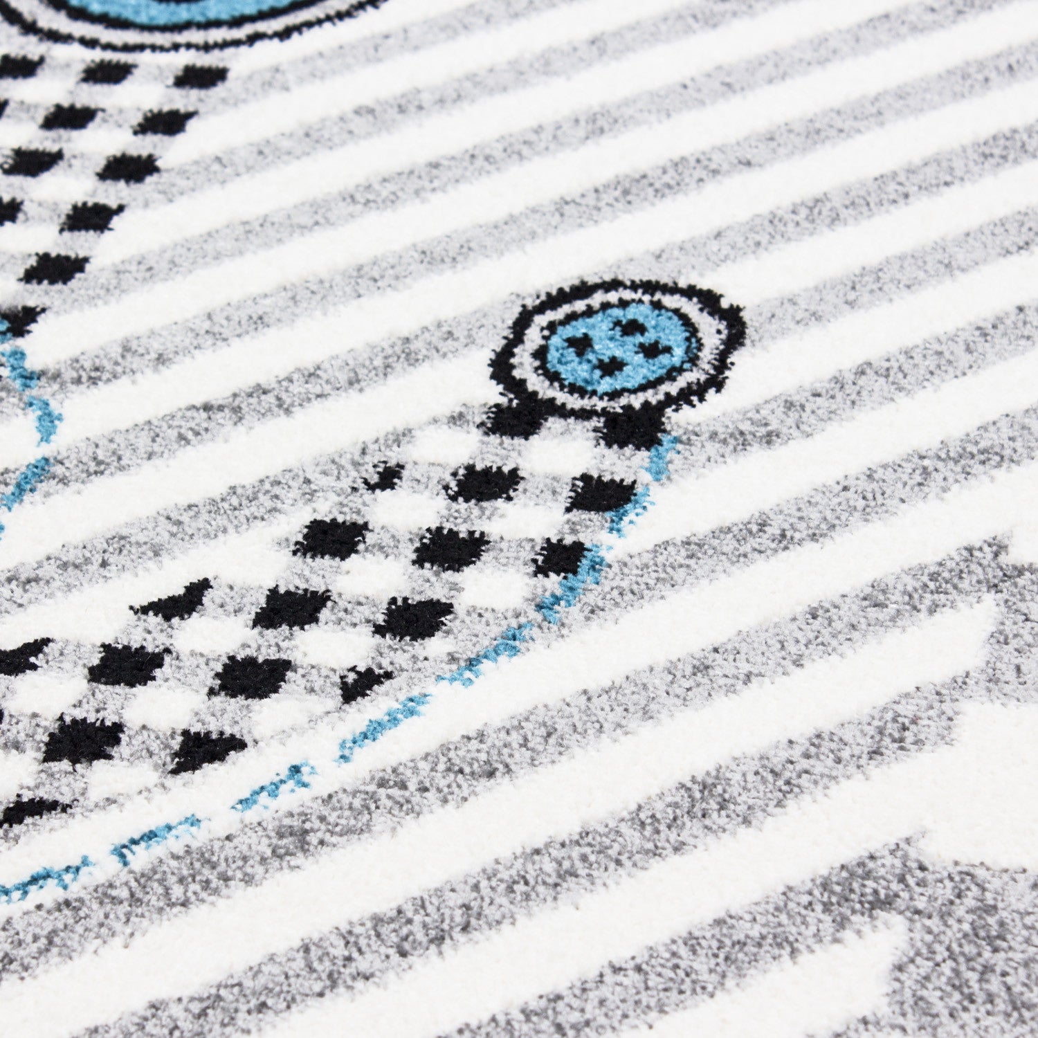 Kinder-Teppich Piraten Design grau-blau