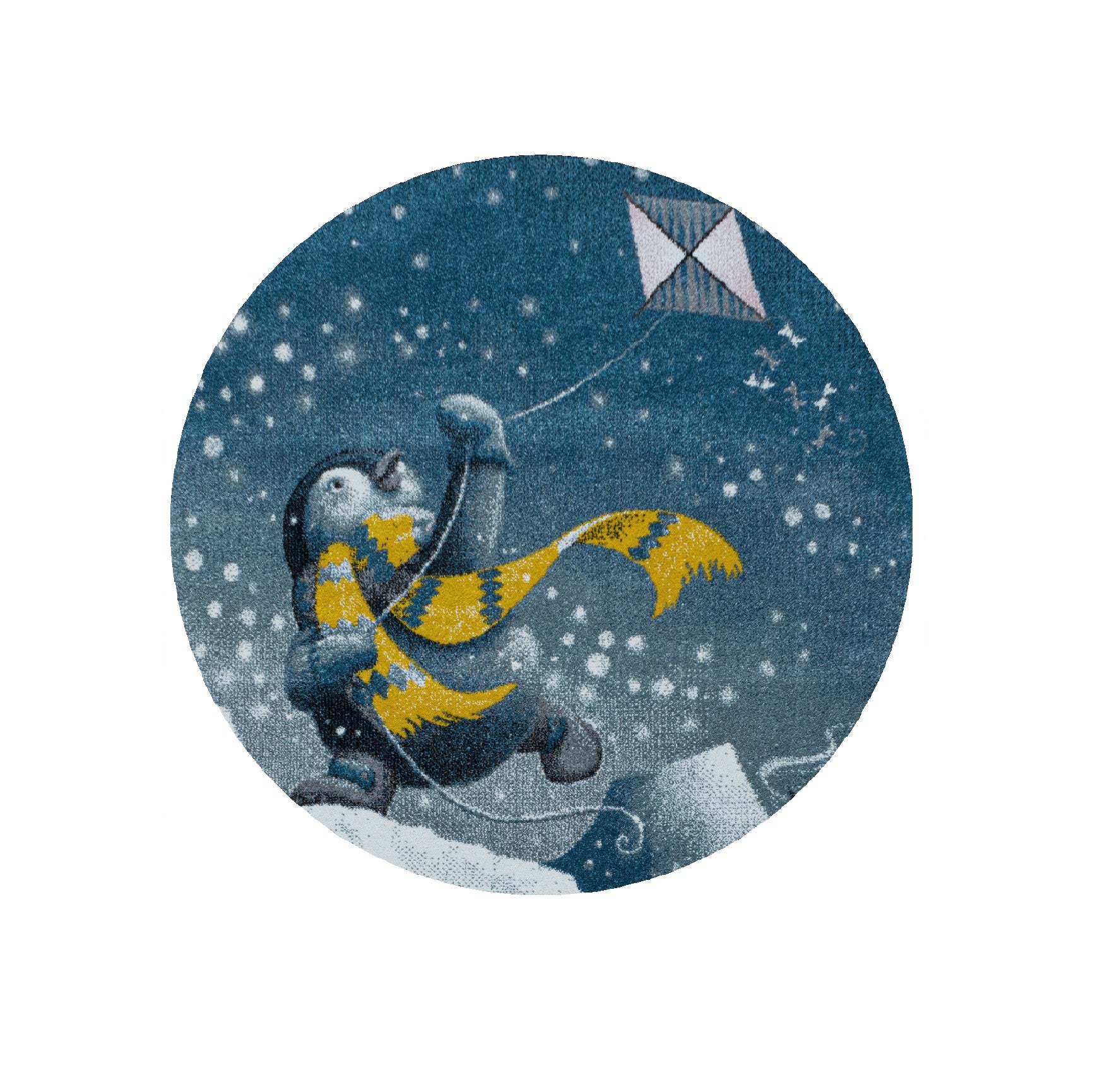 Kinder-Teppich blau niedliches Pinguin Design