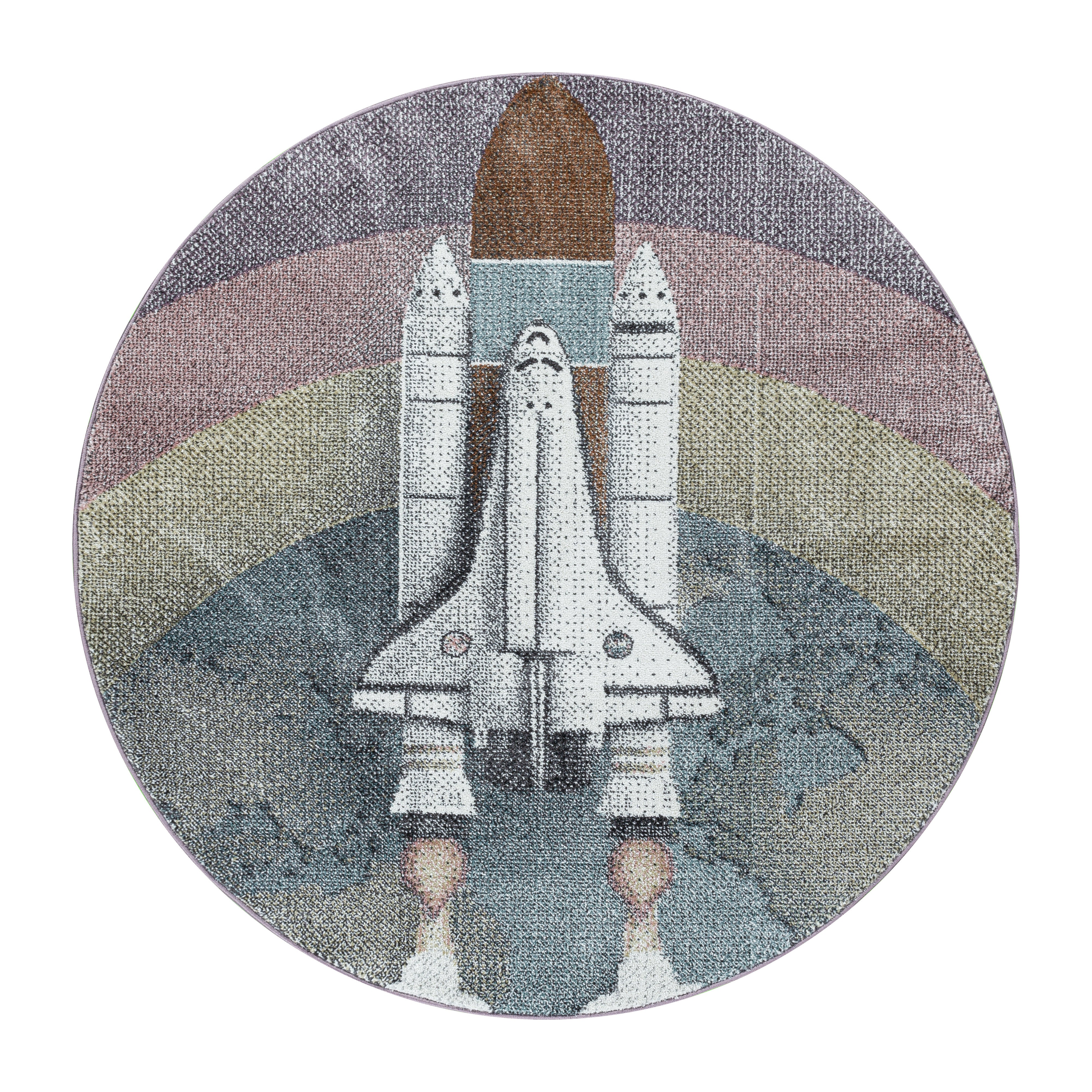 Kinder-Teppich Weltraumraketen Design bunt