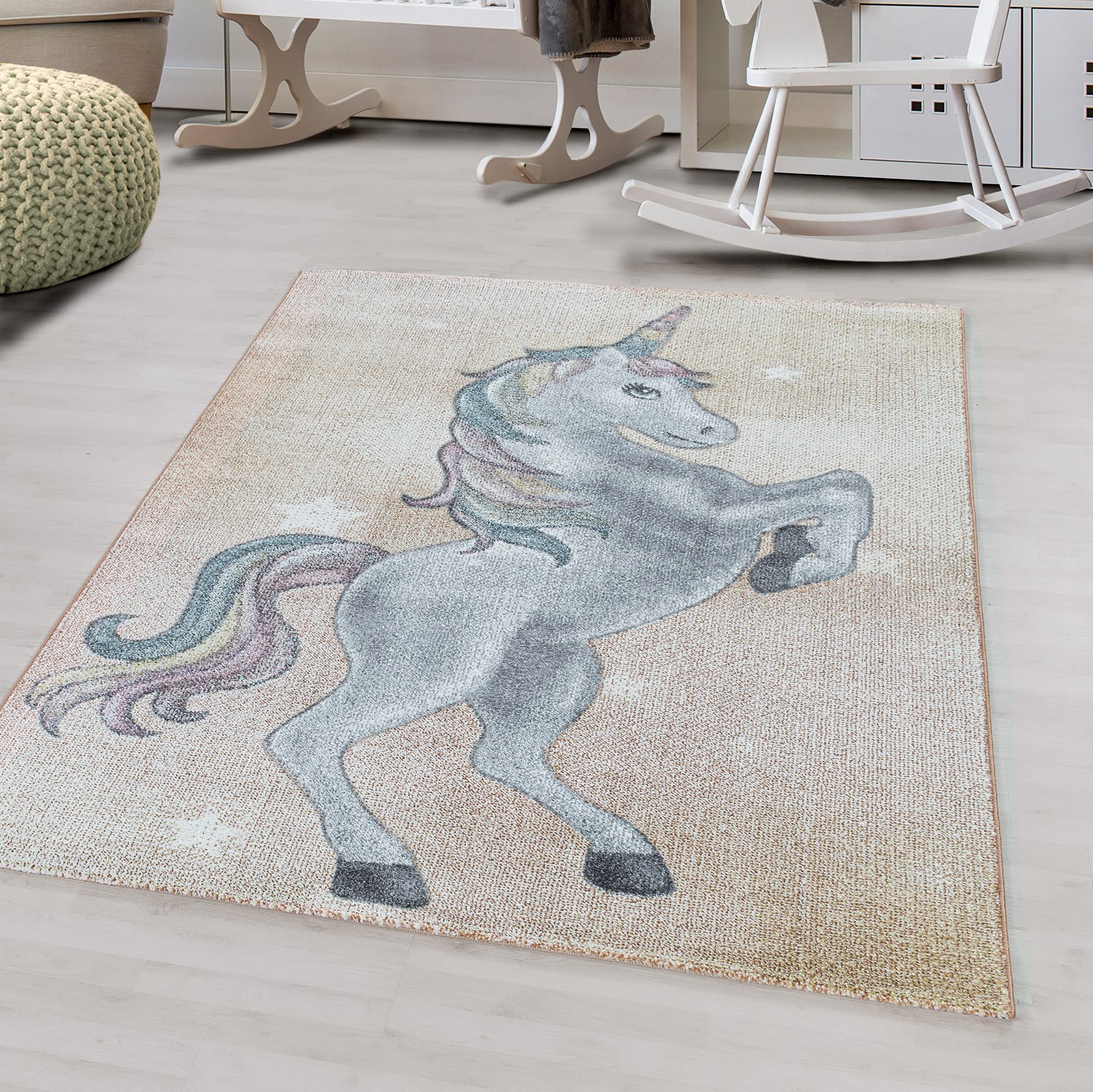 Kinder-Teppich niedliches Einhorn Design in verschiedenen Farben