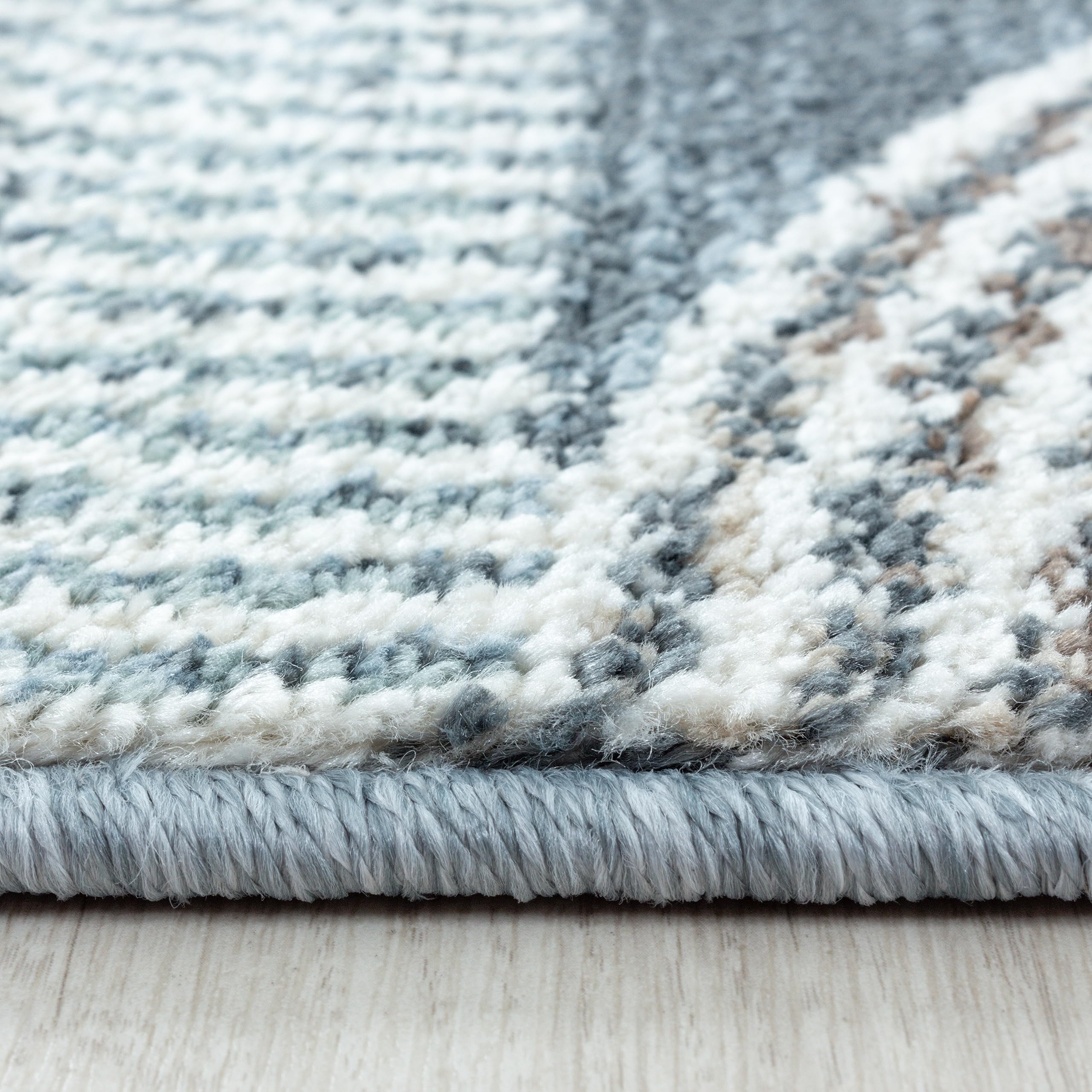 Stilvoll Günstig by ELMM Teppich Läufer Wohnzimmer Marineblau 80x250 Geometrisches Design aus Polypropylen