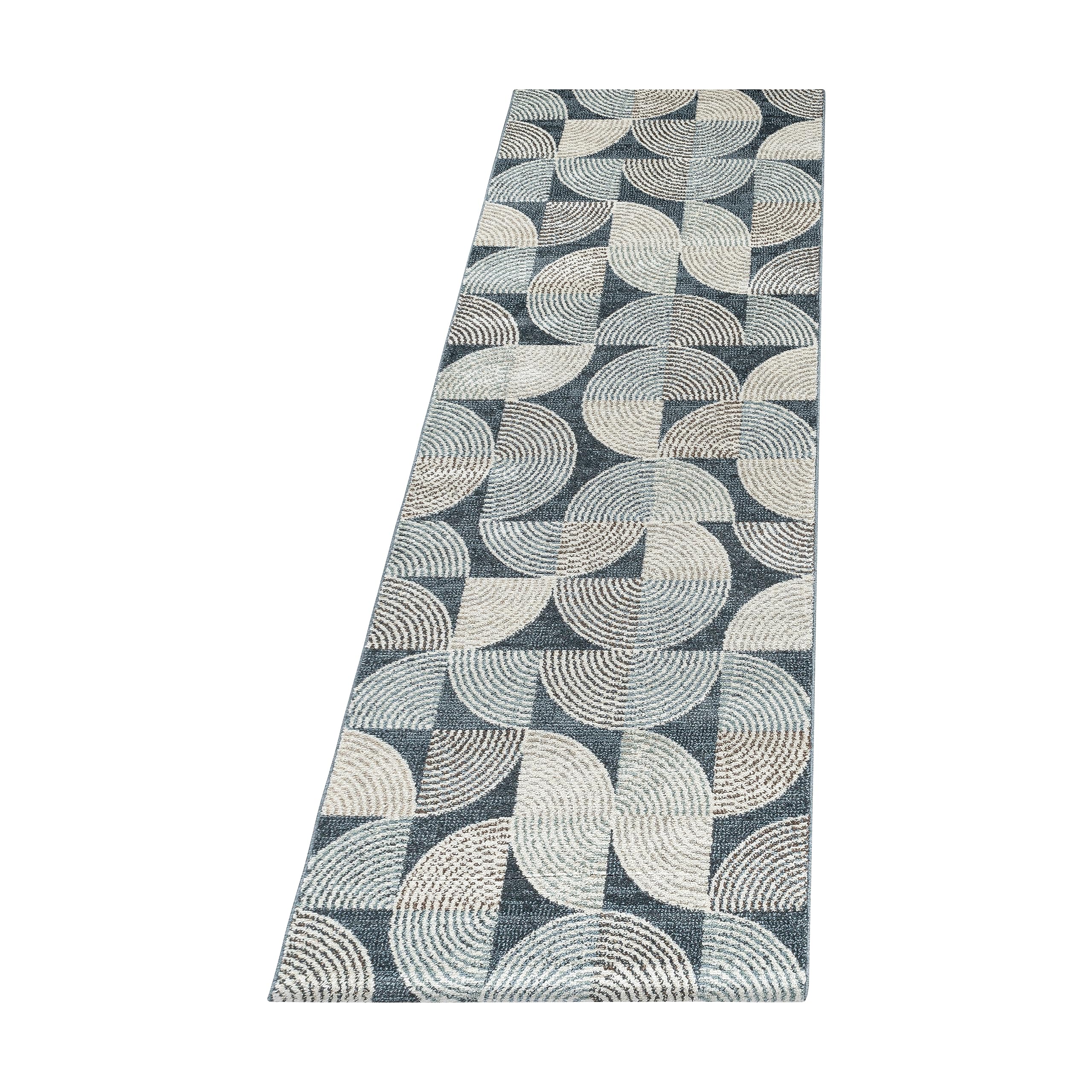 Stilvoll Günstig by ELMM Teppich Läufer Wohnzimmer Marineblau 80x250 Geometrisches Design aus Polypropylen