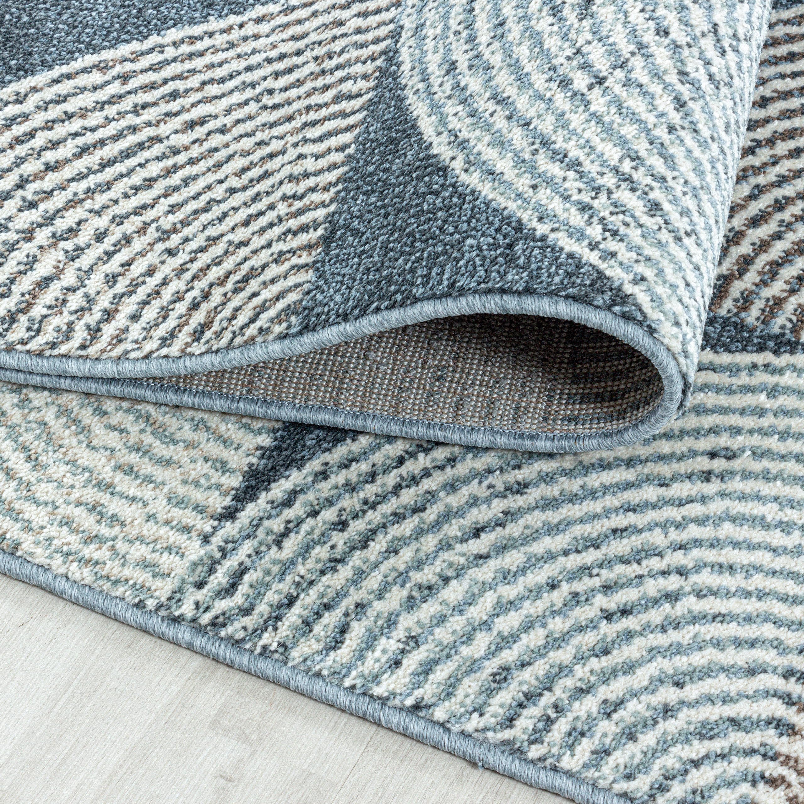 Stilvoll Günstig by ELMM Teppich Läufer Wohnzimmer Marineblau 80x250 Geometrisches Design aus Polypropylen
